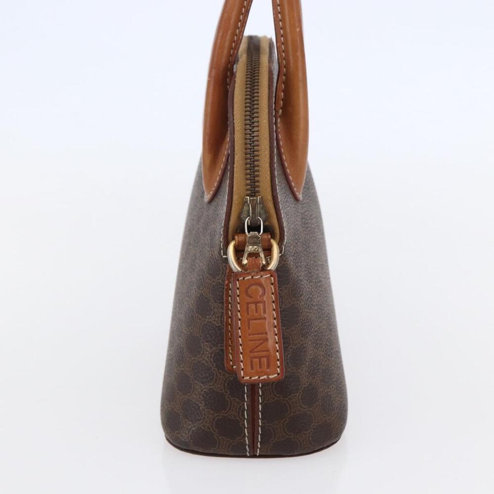 CELINE Macadam Canvas Hand Bag PVC Leather Brown Auth ki6076 - Picture 3 of 16